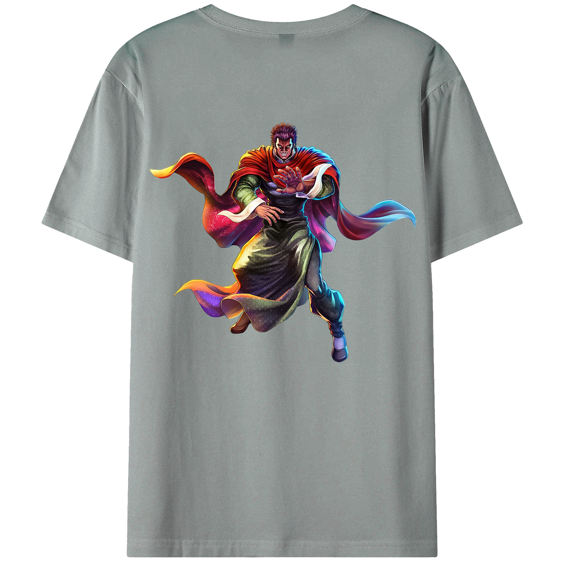（画像用） 北斗の拳 Fist of the North Star 綿100％ メンズ半袖Tシャツ（バックプリント） 通気性